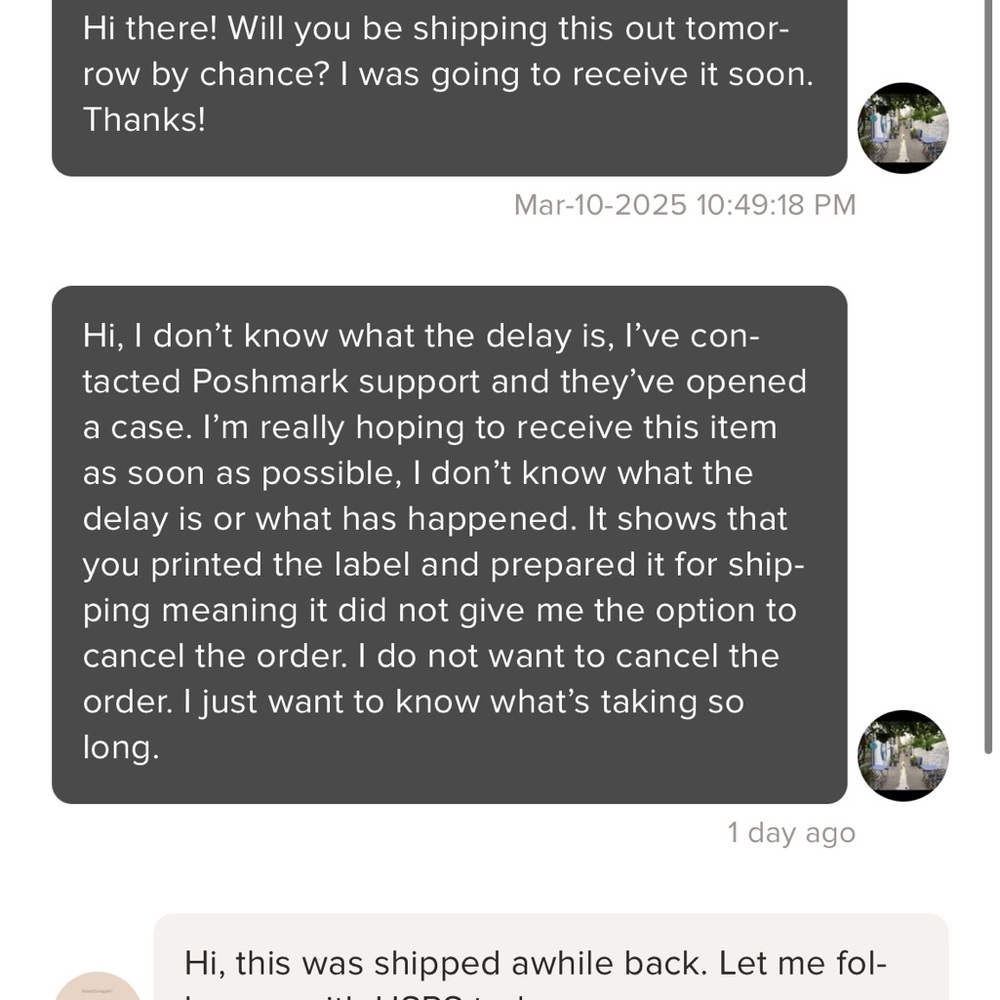 Poshmark Message Screenshot